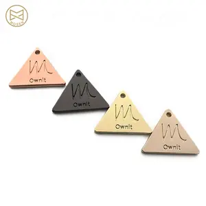 Customized Triangle Metal Logo Engraved Sewing Tag Labels Plates for Clothing