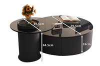 Set meja kopi mewah, meja kopi Modern, Set meja samping kopi hitam, furnitur rumah kaca kayu untuk ruang tamu