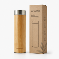 Mug isotherme en bambou Rewood Wholesale, thermos en acier inoxydable anti-fuite pour café chaud, thé et voyages en plein air