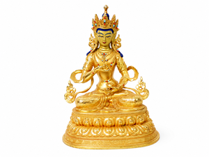 Statua di <span class=keywords><strong>Buddha</strong></span> Vajrasattva con Motivo a Nuvole, Moderna e Tradizionale, Scultura Religiosa in Ottone Placcato Oro Fatta a Mano per Casa, Giardino e Altare - Product Image 1