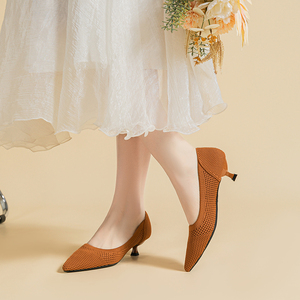 Commercio all'ingrosso della fabbrica semplici tacchi alti in maglia a punta ufficio <span class=keywords><strong>scarpe</strong></span> da cerimonia Slip on basso tacco 4cm <span class=keywords><strong>scarpe</strong></span> <span class=keywords><strong>comode</strong></span> da <span class=keywords><strong>donna</strong></span> - Product Image 4