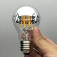 A60 2W/4W/6W/8W LED Edison Lampe à filament semi-argenté avec réflecteur de corps en verre à base E14/E27 Type AC