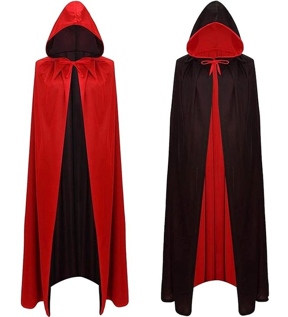 Halloween Vampire Cloak Capes Unisex Reversible Hooded Vampire Witch Capes Masquerade Party Cosplay Costumes