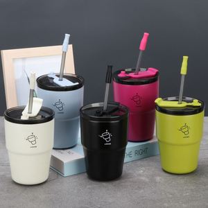 Stainless Steel Insulated Tumbler with Straw Double Wall Vacuum Travel <b>Coffee</b> Cup Cold Hot Thermal Mug for Car School Office - Product Image 4