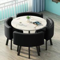 Table à manger ronde en bois élégante et moderne, hauteur réglable, assemblée pour la maison, le bureau, l'appartement, le salon, l'hôtel, 4 places