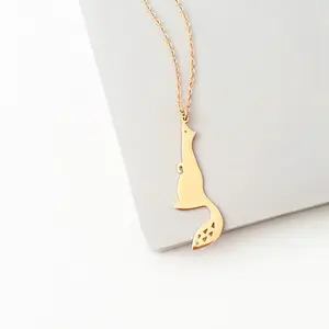 Stainless Steel Cute Animal Necklace Long Pendant Fancy Gold Otter Pendant Ferret Weasel Necklace