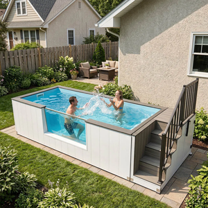 Hot Container Sale Custom Size Outdoor Prefab Swim Spa Pool <b>Large</b> Luxury Ready Equipment Fiberglass UV Resistant - Product Image 4