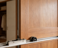 Quincaillerie universelle pour portes coulissantes doubles en acier inoxydable épais, capacité de charge 120 kg, roulettes modernes durables à fermeture douce pour salle de bain