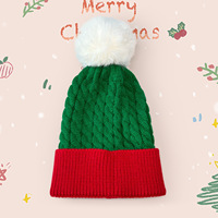 Topi Kupluk Rajut Argyle Natal Kustom Unisex Dewasa Set Merah Hijau 3 Buah Dapat Disesuaikan Vintage Hadiah Liburan Perjalanan