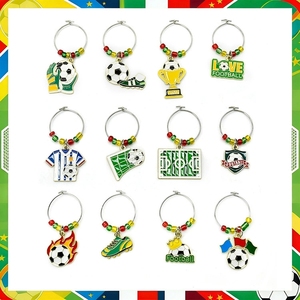Segnaposto per bicchieri da vino per tifosi di calcio, mini anelli identificativi per tazze con bandiere per feste, partite, ciondoli per bottiglie di birra, souvenir - Product Image 5