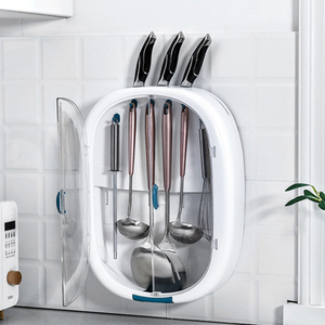 E1679 Multifunction Simple Plastic Spatula Cutter <strong>Storage</strong> Rack Plastic Kitchen Magnetic <strong>Wall</strong> Mounted Drain Knife <strong>Storage</strong> <strong>Baskets</strong> - Product Image 2