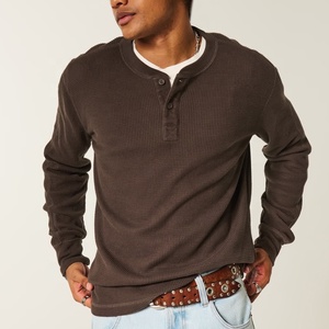 <span class=keywords><strong>T</strong></span>-<span class=keywords><strong>shirt</strong></span> Henley à manches longues en maille gaufrée pour hommes, personnalisé, vente en gros, décontracté, de haute qualité, pull de luxe pour hommes - Product Image 1