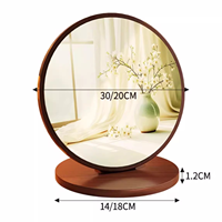 Miroir de maquillage décoratif rond en bois massif rétro pliable de grande taille écologique pour bureau, table, chambre à coucher, coiffeuse
