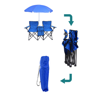 Silla de Playa Plegable Doble E-RIKE para 2 Personas, Silla de Playa Plegable Extra Grande con Toldo Grande - Product Image 6