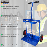 Chariot à double bouteille de gaz robuste, capacité de charge 130 kg, chariot à bouteilles de gaz, hauteur 1040 mm, bleu, revêtement poudré