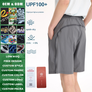 กางเกงขาสั้น UPF 100 Plus ย้อมสีเส้นด้าย แห้งเร็ว สวมใส่สบาย เหมาะสำหรับออกกำลังกาย ความยาวขาใน 5 นิ้ว สำหรับผู้ชายและผู้หญิง ฤดูร้อน - Product Image 1