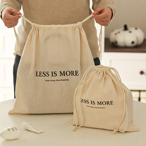 กระเป๋าผ้าฝ้ายแท้แบบมีเชือกผูก กระเป๋าเก็บของอเนกประสงค์สำหรับเดินทาง พร้อมเชือกปิดปากกระเป๋าสำหรับใช้ในการเดินทาง - Product Image 5