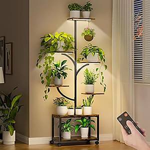 Soporte para plantas <span class=keywords><strong>con</strong></span> luz para cultivo, estante para plantas, <span class=keywords><strong>macetas</strong></span> <span class=keywords><strong>con</strong></span> rueda para interior, exterior, hogar, oficina, plantación, jardinería - Product Image 4
