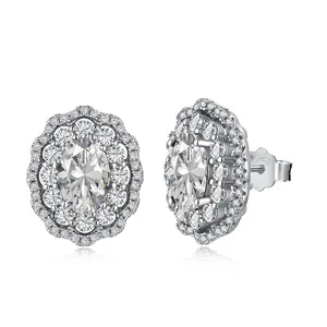 Dyslam – boucles d'oreilles en argent Sterling 925, accessoires de bijoux de qualité supérieure, en zircon cubique, fleur d'éternité, en diamant, 1,5ct 5A CZ
