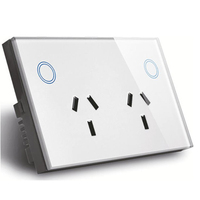 AU Standard Touch Sense Panneau de verre Double prise de courant Zigbee WiFi Prise murale Compatible Alexa Google Home Smart Socketv Saa