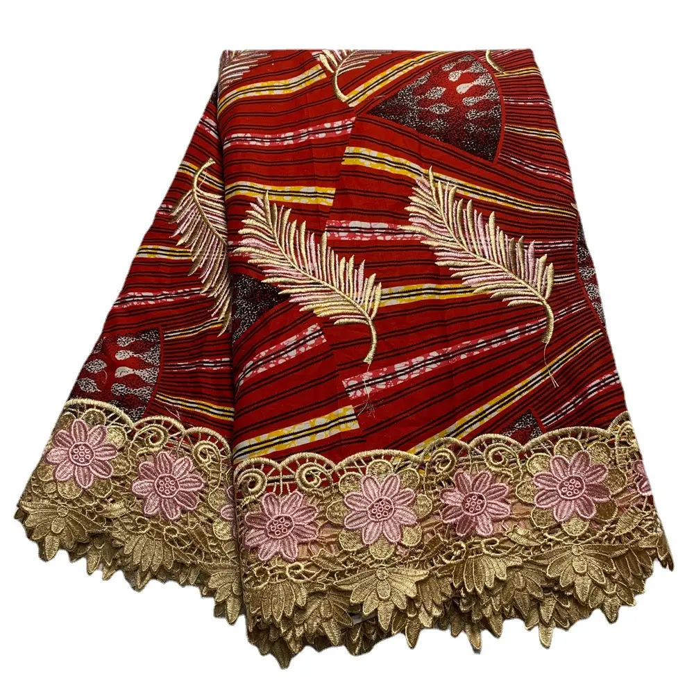 Laço de bordado de tecido africano, tecido de renda seco de algodão, laço de voilha suíça na suíça tecido de renda nigeriana/personalizado