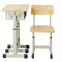 Bureau d'école moderne de haute qualité avec tiroir à crayons, plateau inclinable et pieds en métal pour les élèves du secondaire