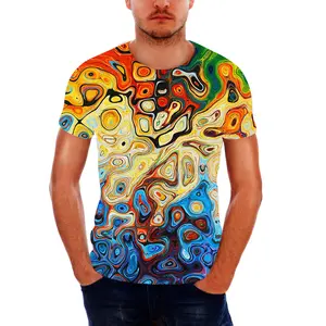 अनुकूलन पुरुषों की टीशर्ट हे गर्दन भित्तिचित्र डिजाइन प्रिंट मांग पर 3D टी शर्ट मुद्रण लघु आस्तीन आकस्मिक गर्मियों के कपड़ों की
