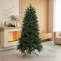 Pohon Natal Cedar Buatan Berkualitas Tinggi MaoSheng, PE+PVC Hijau Besar, Ramah Lingkungan, Dekorasi Liburan, OEM Grosir