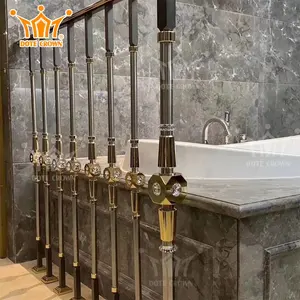 Modern style decorative railings with crystal balls Rotating stair railings for high-end exquisite villas