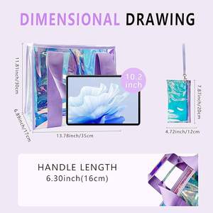 Venta al por mayor logotipo personalizado impermeable colorido plástico láser holográfico transparente PVC bolsa de compras para cosméticos de playa - Product Image 4