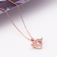 Roosgouden engelenvleugels hart ketting van roestvrij staal met sprankelende dansende zirkonia diamant fladderende hanger voor vrouwen, liefdessieraden