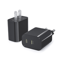 Vente en gros de chargeur GaN 20W avec double port USB C, adaptateur de chargeur mural rapide PD, prise US EU, CE FC RoHS PSE pour téléphone portable