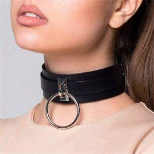 Punk Zwart Lederen O-Ring Kraag Gothic Choker Ketting Voor Meisjes En Vrouwen Bondage Kleding - Product Image 1