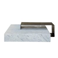 Nouvel ensemble de table basse de salon en acier inoxydable de marbre carré-ensemble de canapé meubles salon