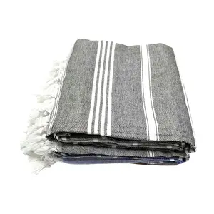 Turkish Cotton Beach Towel Turkey Hammam Wholesale Pestemal Fouta Sarong Custom 100% Cotton Towels