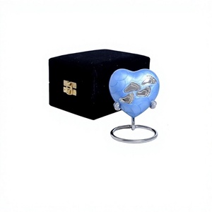 Blue <b>Mini</b> <b>Heart</b> Urn for Human Ashes Keepsake Cremation Adult Urn for Human Ashes With Free Velvet Bag - Product Image 1