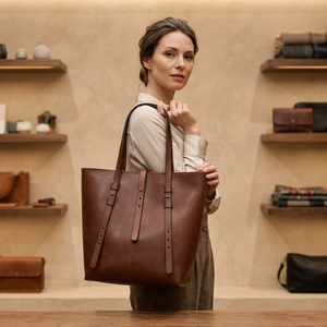 Pochette élégante en cuir véritable, fermeture éclair étanche, légère, durable, antivol, avec bandoulière, sac à main 3L+ - Product Image 1