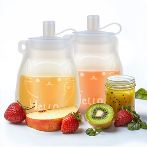 Contenedor de Almacenamiento de Silicona de Grado Alimenticio, Apto para Microondas, <span class=keywords><strong>Bolsa</strong></span> de Almacenamiento de Leche Materna y Alimentos para Bebés, Botella Reutilizable y Fresca - Product Image 1