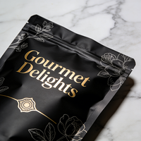 Sachet refermable mat personnalisé avec impression dorée, qualité alimentaire, pour café, thé, snacks, noix, aliments pour animaux de compagnie