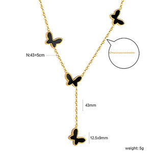 Conjunto de Collar con Colgante de Mariposa en Acero Inoxidable, Joyería para Mujer, Regalo, Conjuntos de Joyería de Moda - Product Image 4