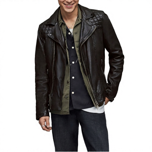 <b>Genuine</b> Leather Jackets Men Vintage Moto Style Outerwear Premium Quality Slim Fit Racer Coat Classic Mens Real Leather Jacket - Product Image 5