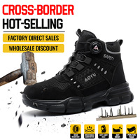 Chaussures de sécurité montantes pour hommes, édition été, anti-choc et anti-perforation, avec boucle rotative