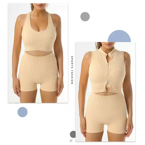 Set di Yoga di alta qualità su misura Pilates <span class=keywords><strong>abbigliamento</strong></span> sportivo palestra sport per il Fitness <span class=keywords><strong>Cross</strong></span> vita alta vestiti da allenamento set da donna - Product Image 2