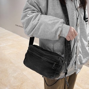 Tas bahu selempang polos uniseks, tas kurir kain Denim dengan tali yang dapat disesuaikan untuk pria dan wanita - Product Image 5