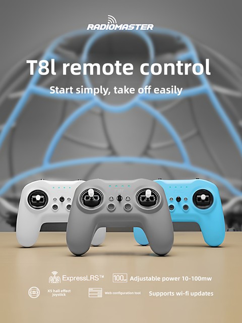 Portable RadioMaster T8L Remote Controller, 2.4G ELRS Open TX Radio with X5 Hall Rocker for RC Model Use