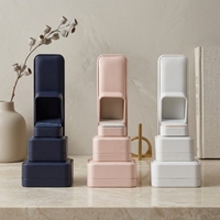 Coffret à bijoux de luxe Zebopak rose avec intérieur beige doux pour bague, collier et emballage cadeau