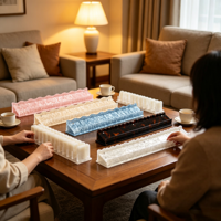 Support de Mahjong en Acrylique Personnalisé, Automatique, Moderne, de Luxe, à Texture Coquillage Américain, avec Bord Magnétique Ondulé, Accessoires de Mahjong Effet Écaille de Tortue