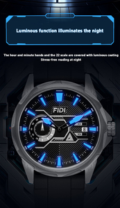 Reloj de Cuarzo Serie FD110 de 43 mm con Correa de Silicona, Pantalla Analógica, Cronógrafo, Reloj Deportivo para Hombre - Product Image 3