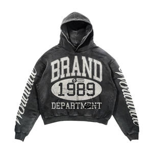 High Quality Distressed Cotton Hoodie 450 Gsm Streetwear Heavyweight Oversized Vintage Acid Wash Custom Dtg Print 3D Embroidery - Product Image 3