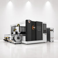 Machine de découpe laser à tube entièrement fermé 3015 3000W avec source Raycus, axe rotatif et table d'échange automatique pour tôles et tubes ronds et carrés